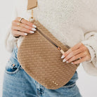Suede Westlyn Woven Bum Bag: Suede Taupe-290 Bag/Handbags-Pretty Simple-The Lovely Closet, Women's Fashion Boutique in Alexandria, KY