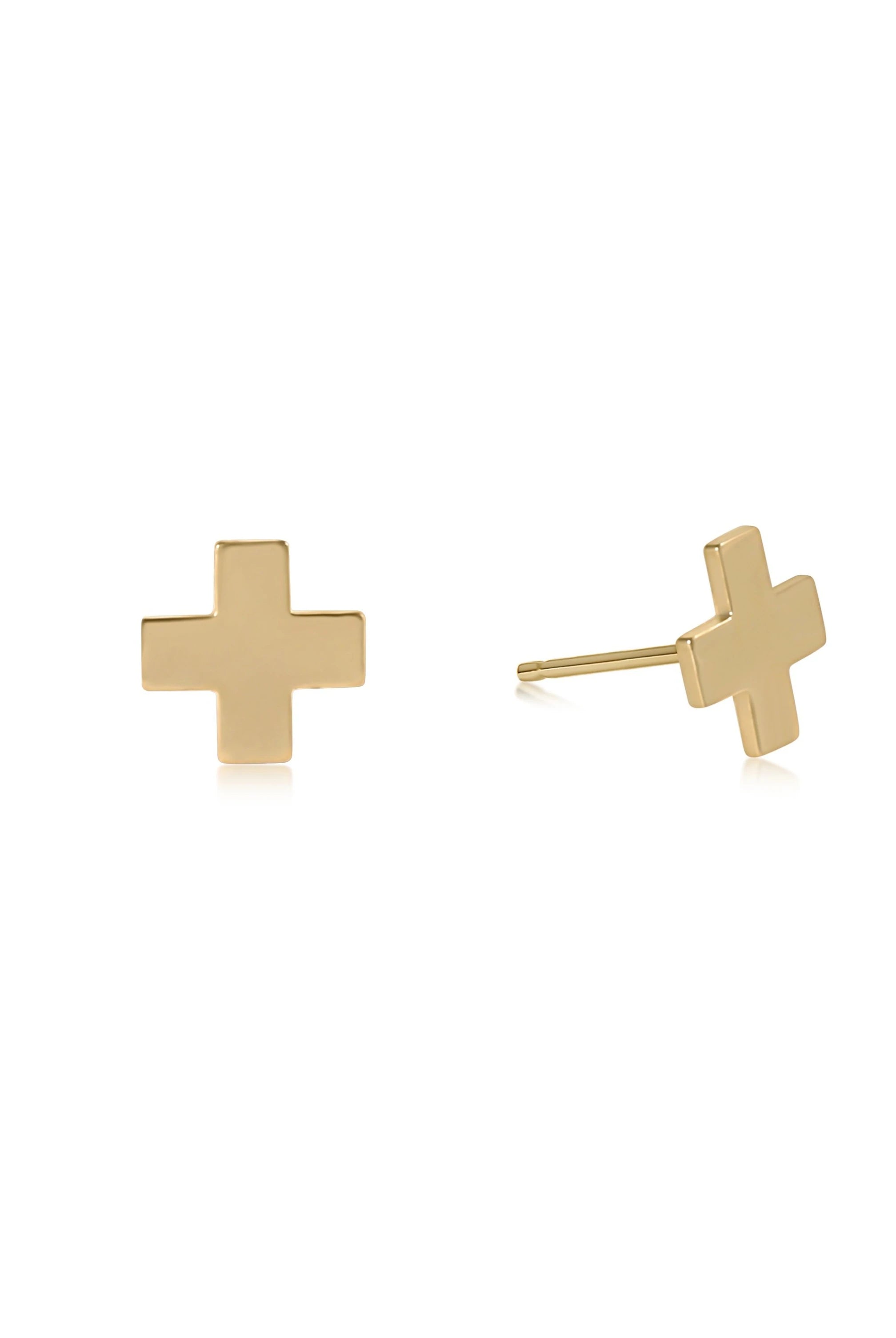 Signature Cross Gold Stud-Earrings-eNewton-The Lovely Closet, Women's Fashion Boutique in Alexandria, KY